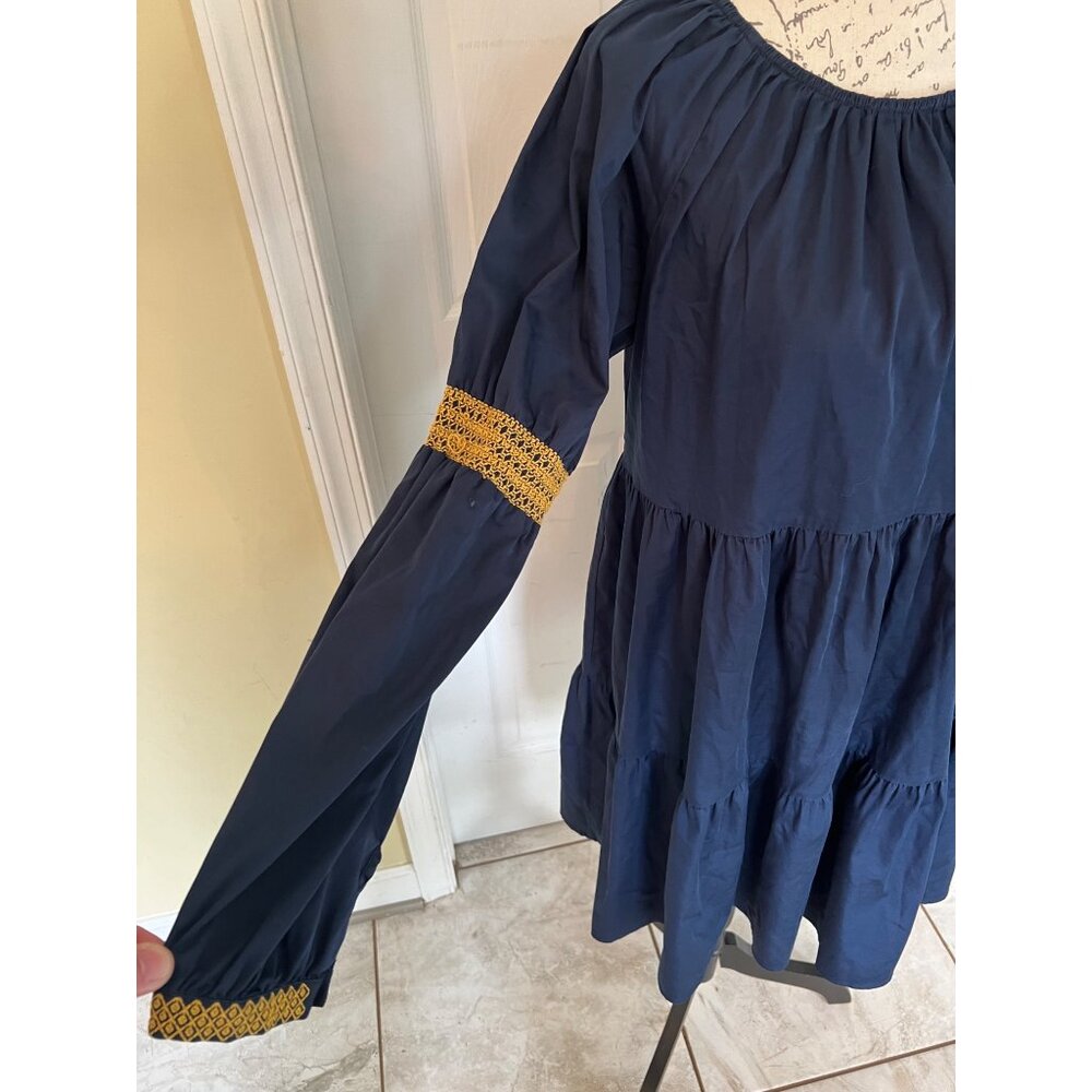 Elizabeth And James Embroidered Boho Dress Navy Blue Women's Large - Picture 3 of 10
